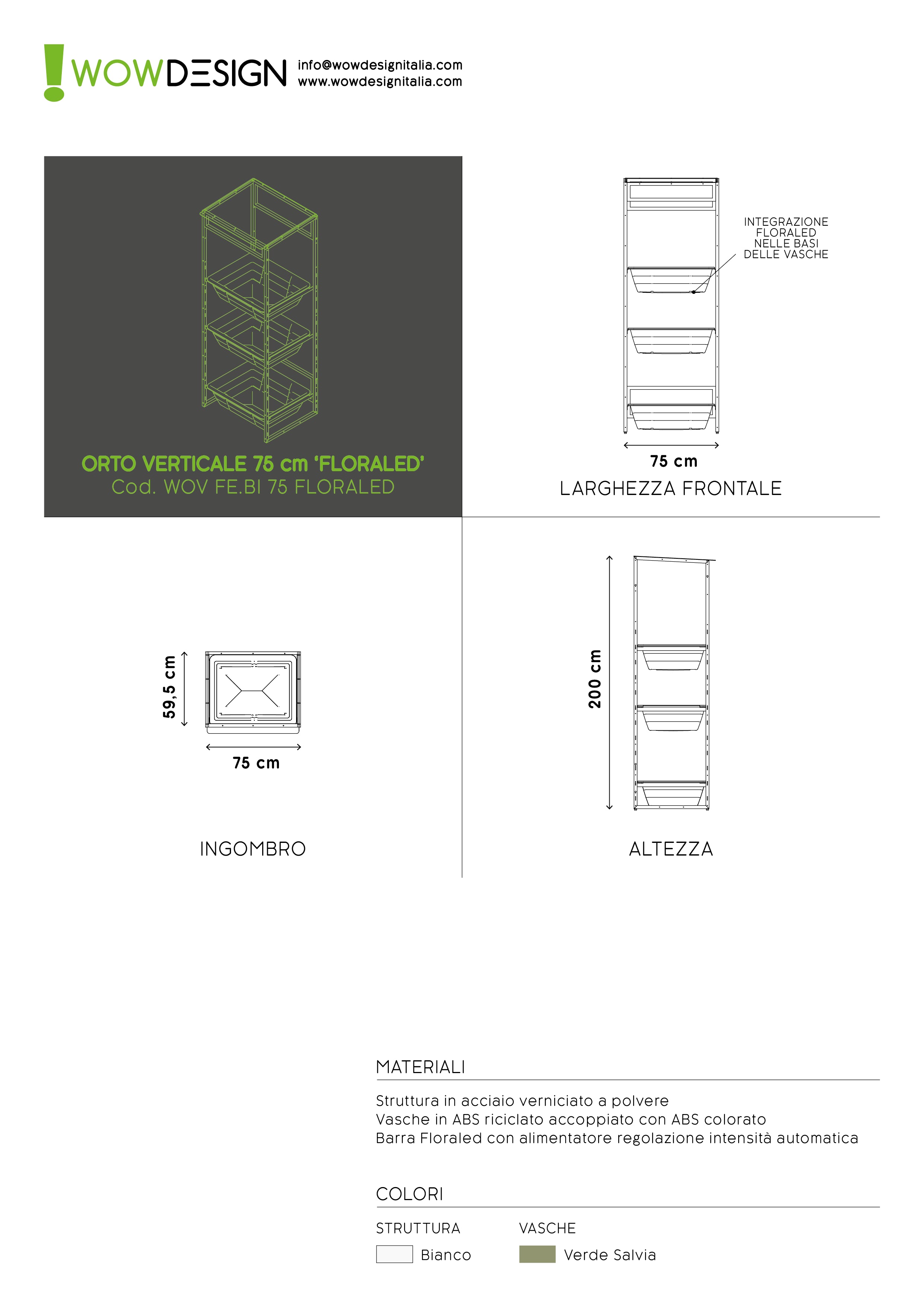 Orto!Composizione 'FLORALED' per GARAGE 75cm