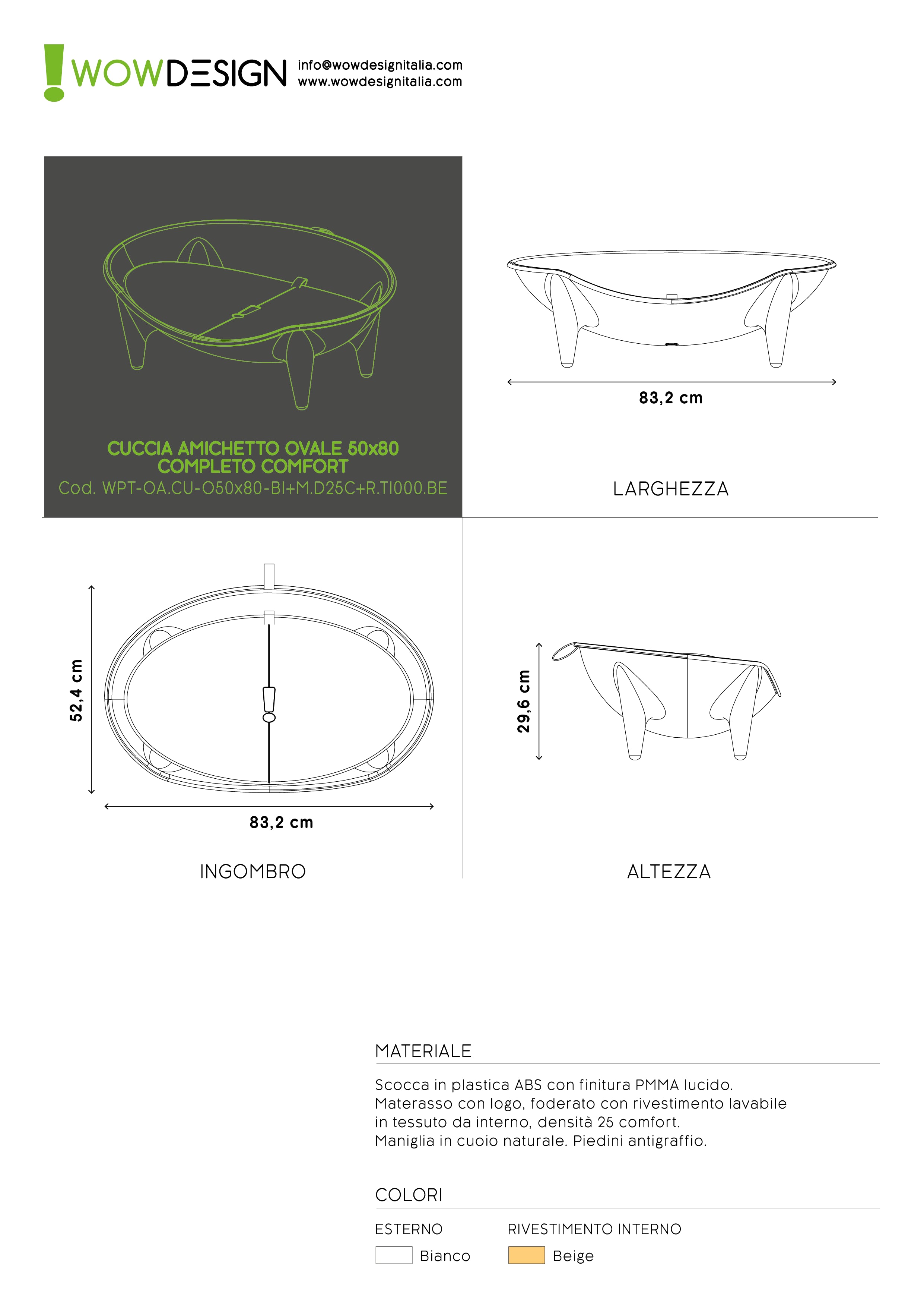 CUCCIA AMICHETTO OVAL 50x80  COMPLETO COMFORT
