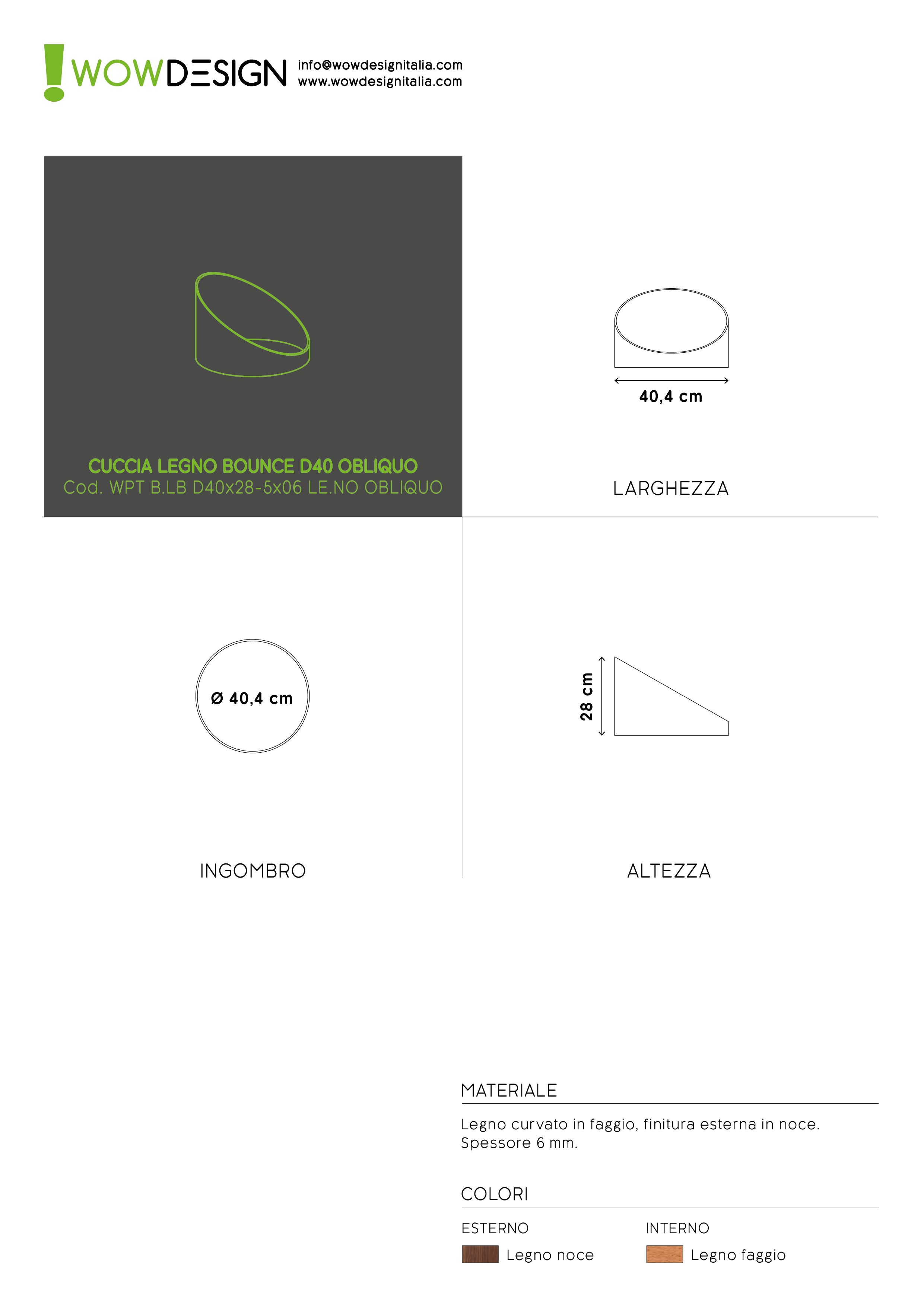 WOW!CUCCIA TELAIO LEGNO OBLIQ D40 NOCE