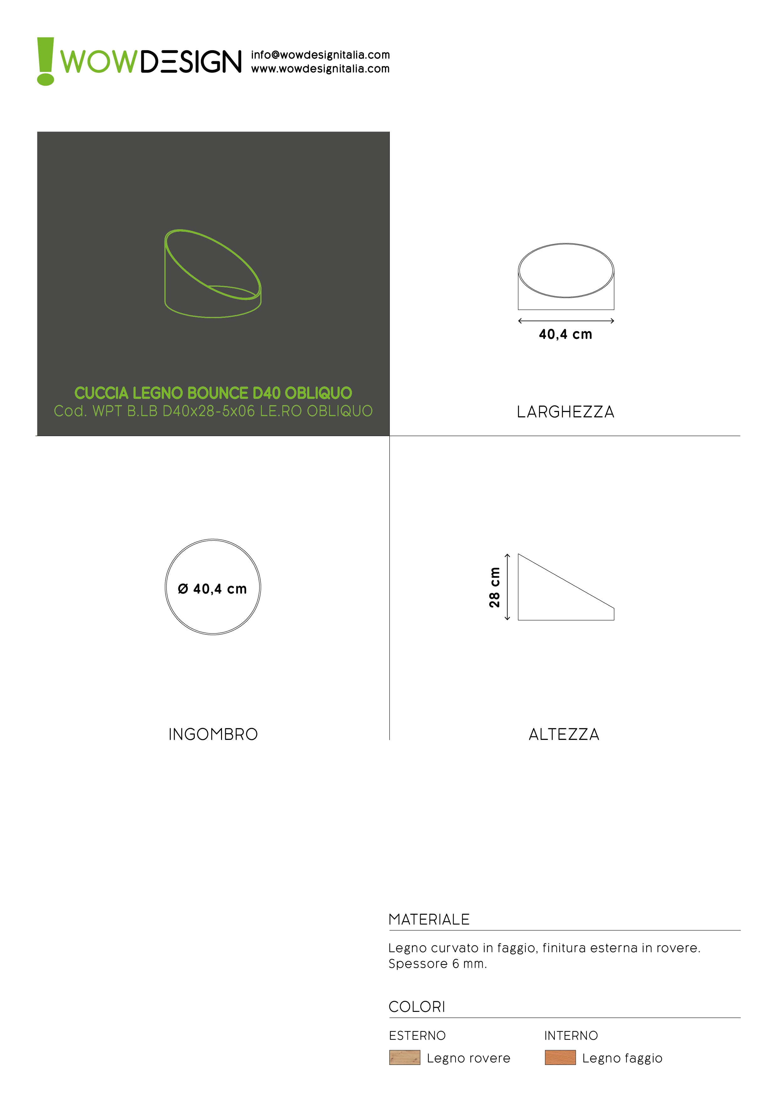 WOW!CUCCIA TELAIO LEGNO OBLIQ D40 ROVERE