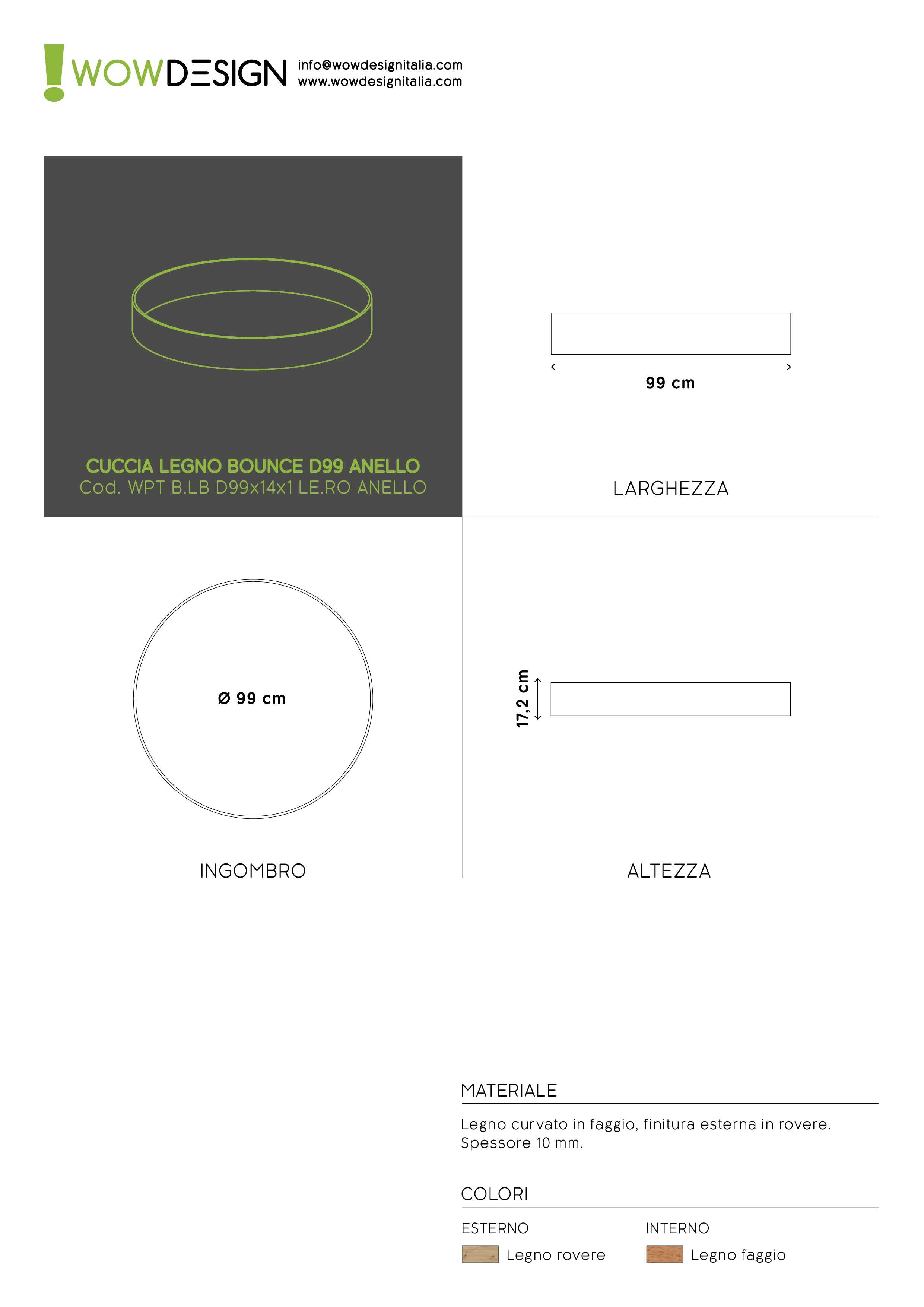 WOW!CUCCIA TELAIO LEGNO DIMORA D99 ROVERE