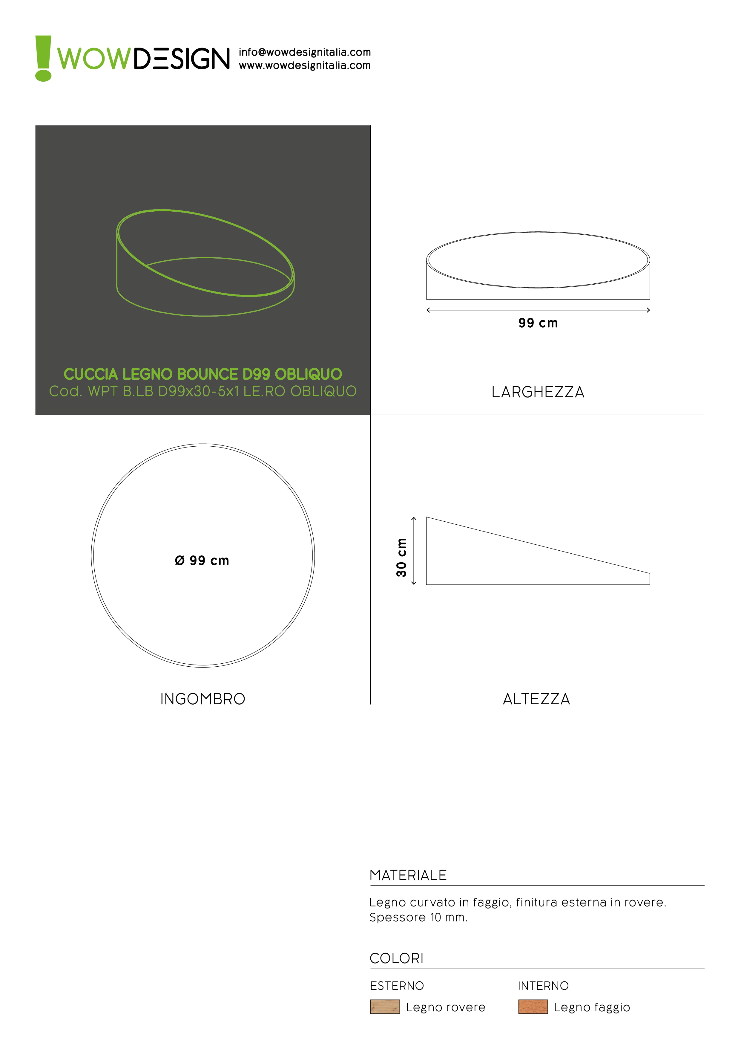 WOW!CUCCIA TELAIO LEGNO OBLIQ D99 ROVERE